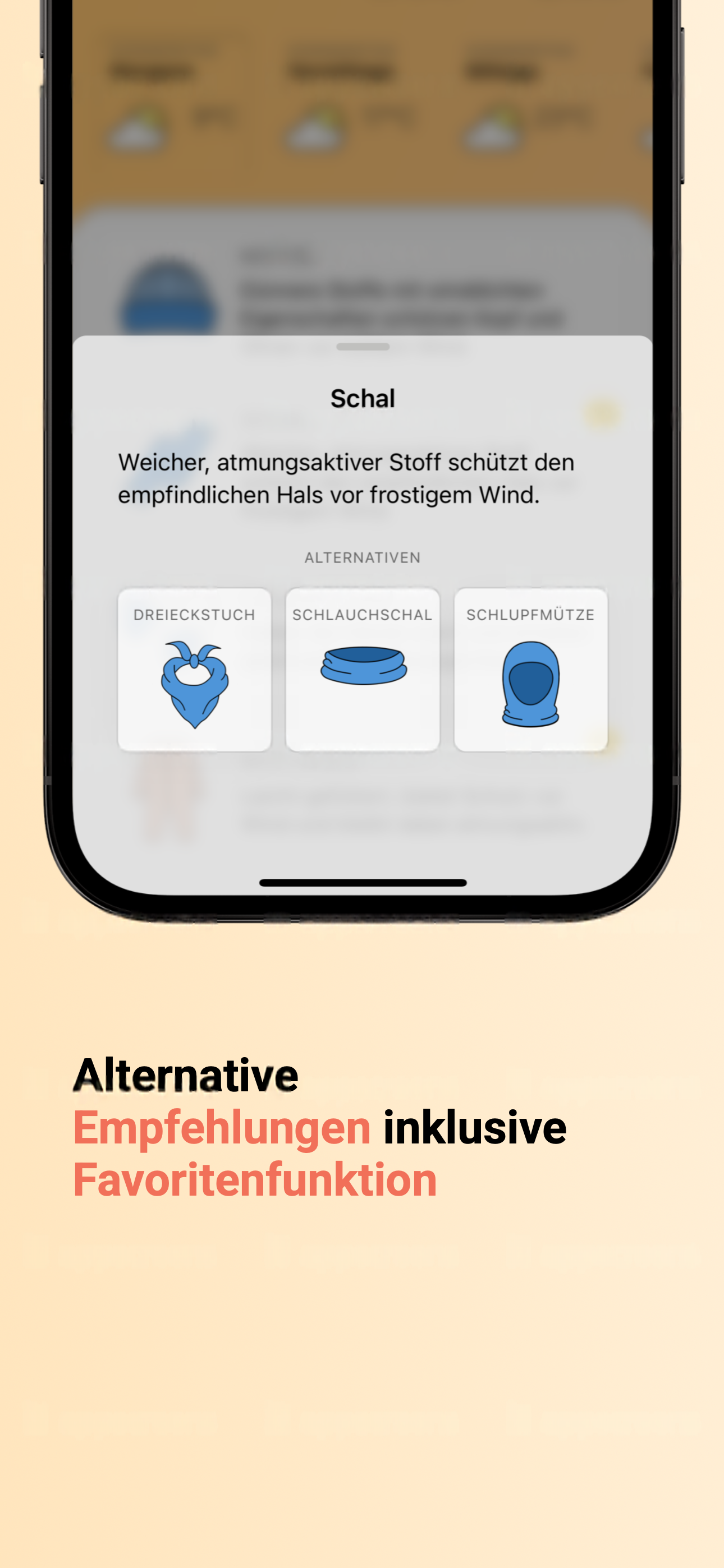 Alternative Empfehlungen und Favoriten in der App