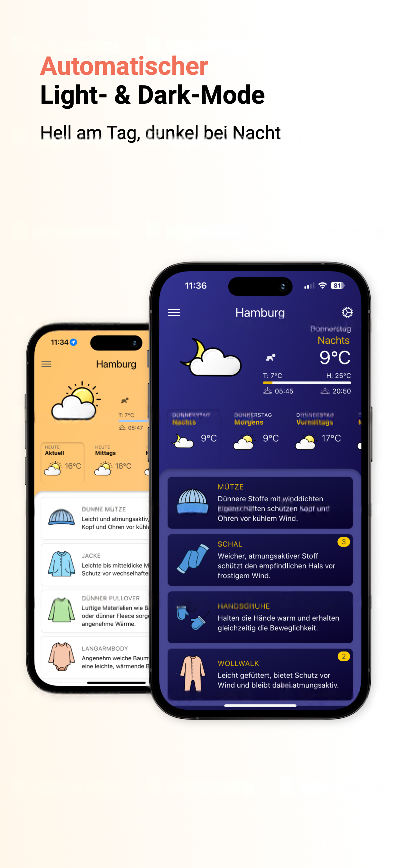 Light und Dark Mode der App